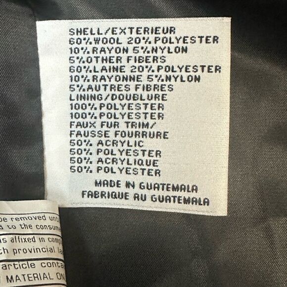 DKNY Black Winter Coat With Fur Collar - Picture 10 of 12